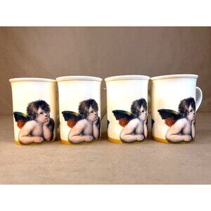IHR Ideal Home Range Raphael's Cherubs "Madonna Sistina" Mugs (Set of 4) Germany